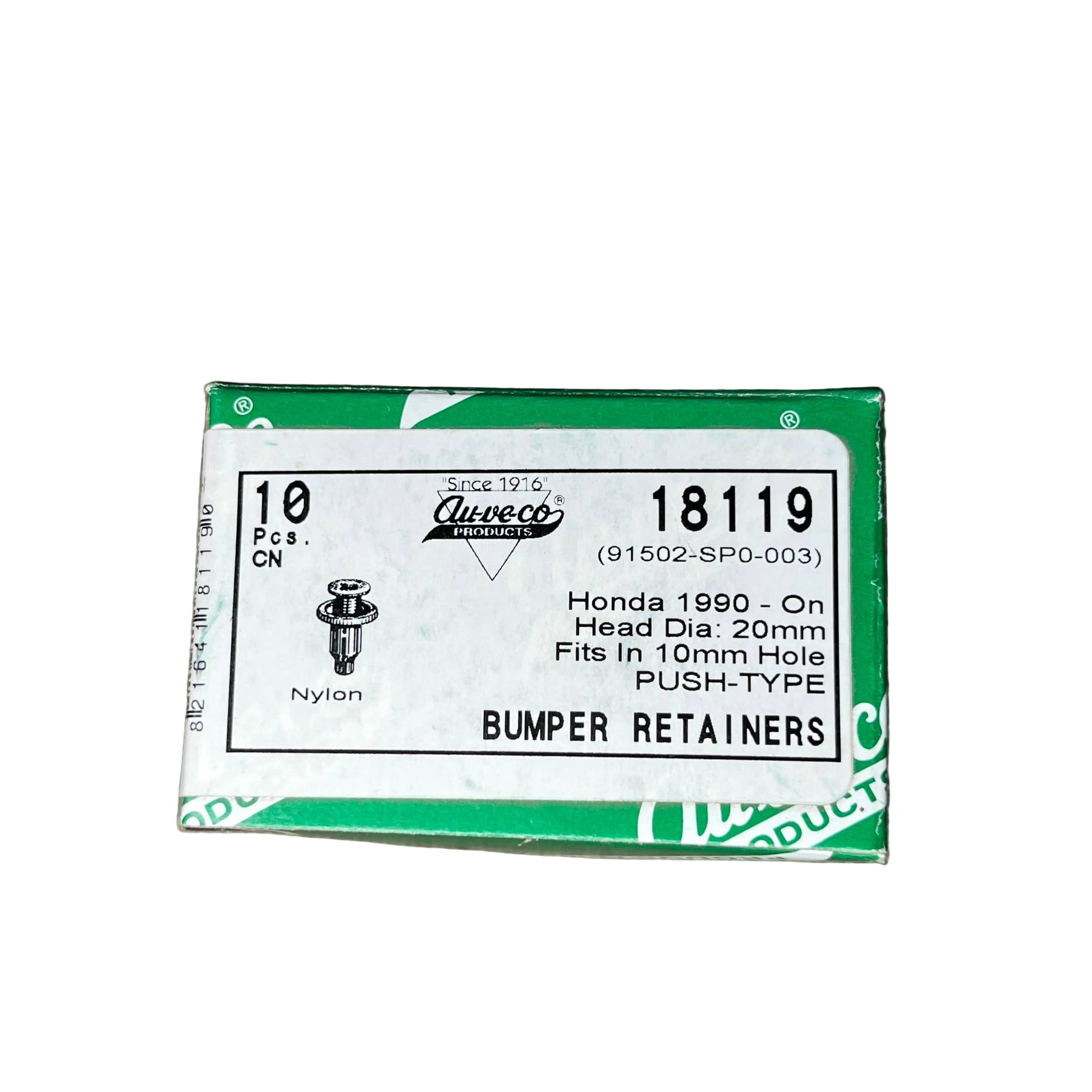 10 Front and Rear Bumper Push Type Retainers Auveco 18119 Honda: 91502 ...