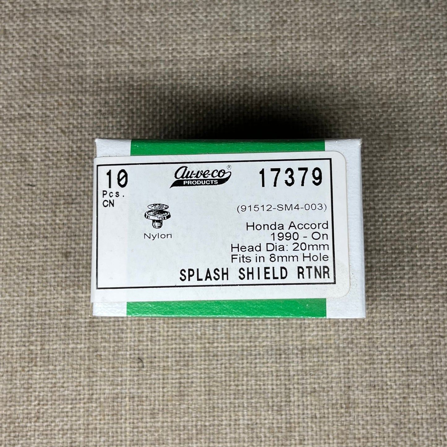 10 Splash Shield Retainers Auveco 17379 Honda Accord : 91512-SM4-003 ;1990 - On