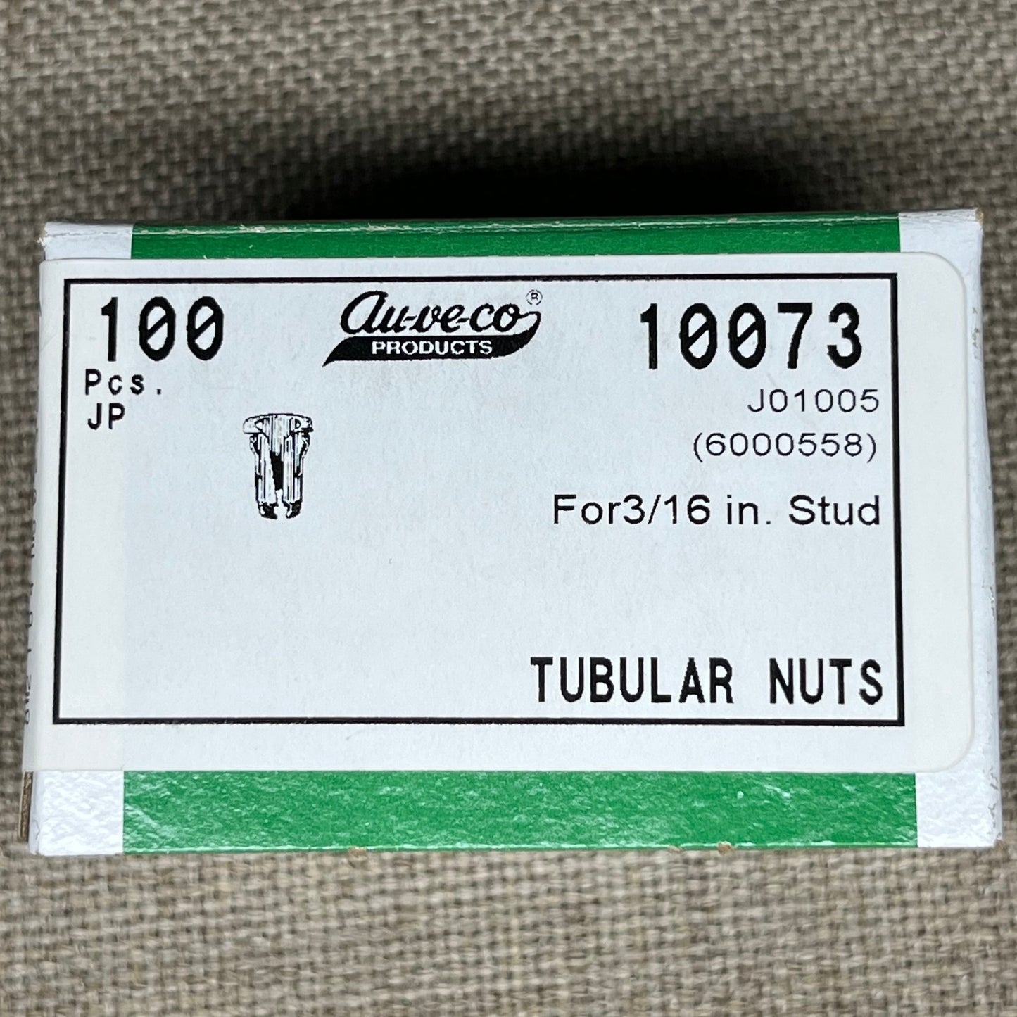 100 Auveco 10073 Tubular Nut 3/16" Stud and 7/32" Hole, 6000558 Barrel Clips