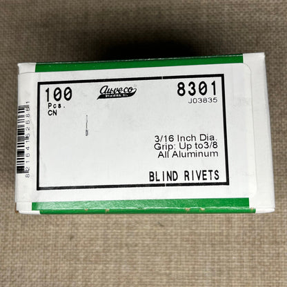 100 Blind Rivets Auveco 8301 AD66ABS AB6-6A Aluminum Rivets Auto & General Use