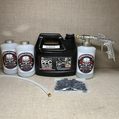 Gallon PFC Pro Undercoat Spray Gun Kit 3 Cans, 360 Wand 100 Plugs, Made in ITALY