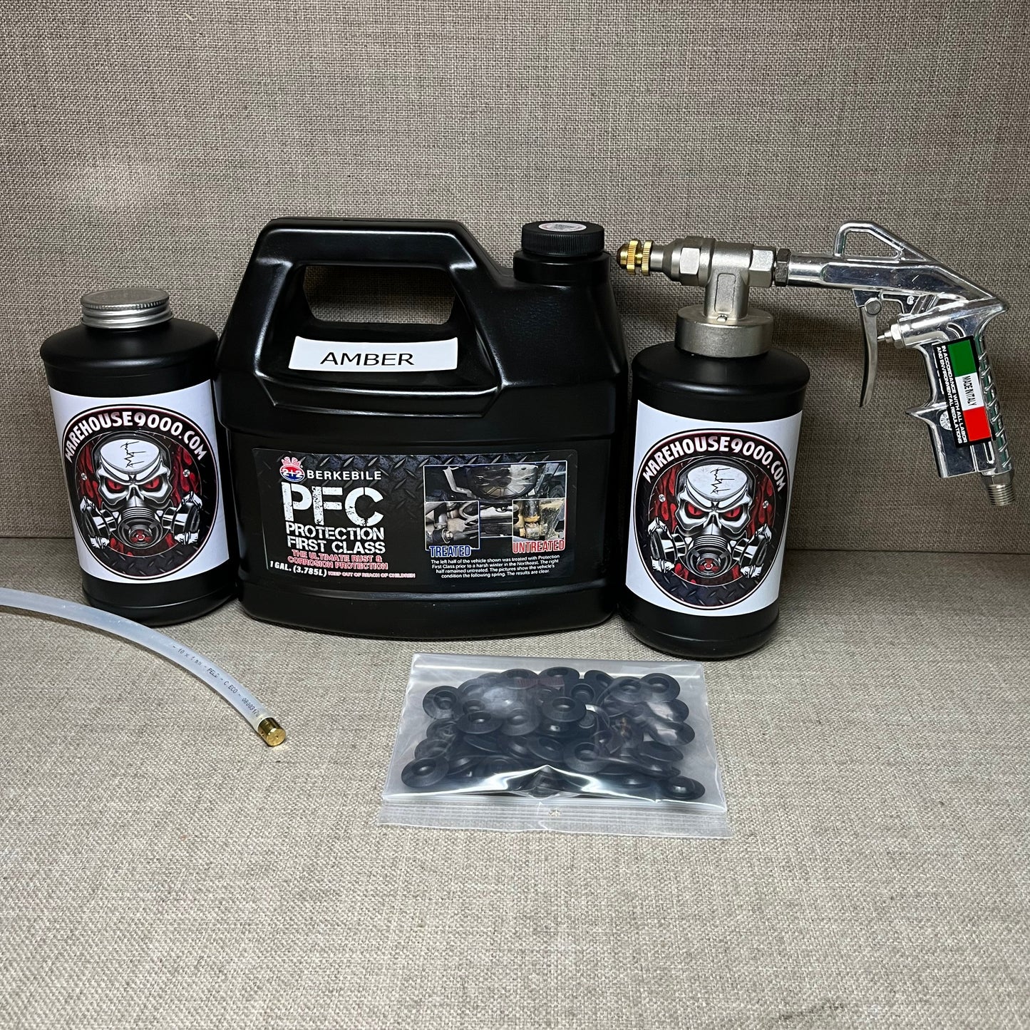 Gallon PFC Pro Undercoat Spray Gun Kit 2 Bottle, 360 Wand 50 Plugs,Made in ITALY