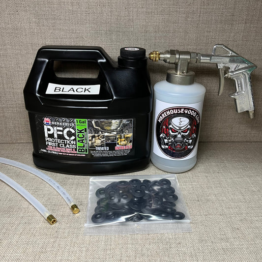 Gallon PFC BLACK Undercoating  Pro Spray Gun Tool  1 White Bottle 2 wands Italy