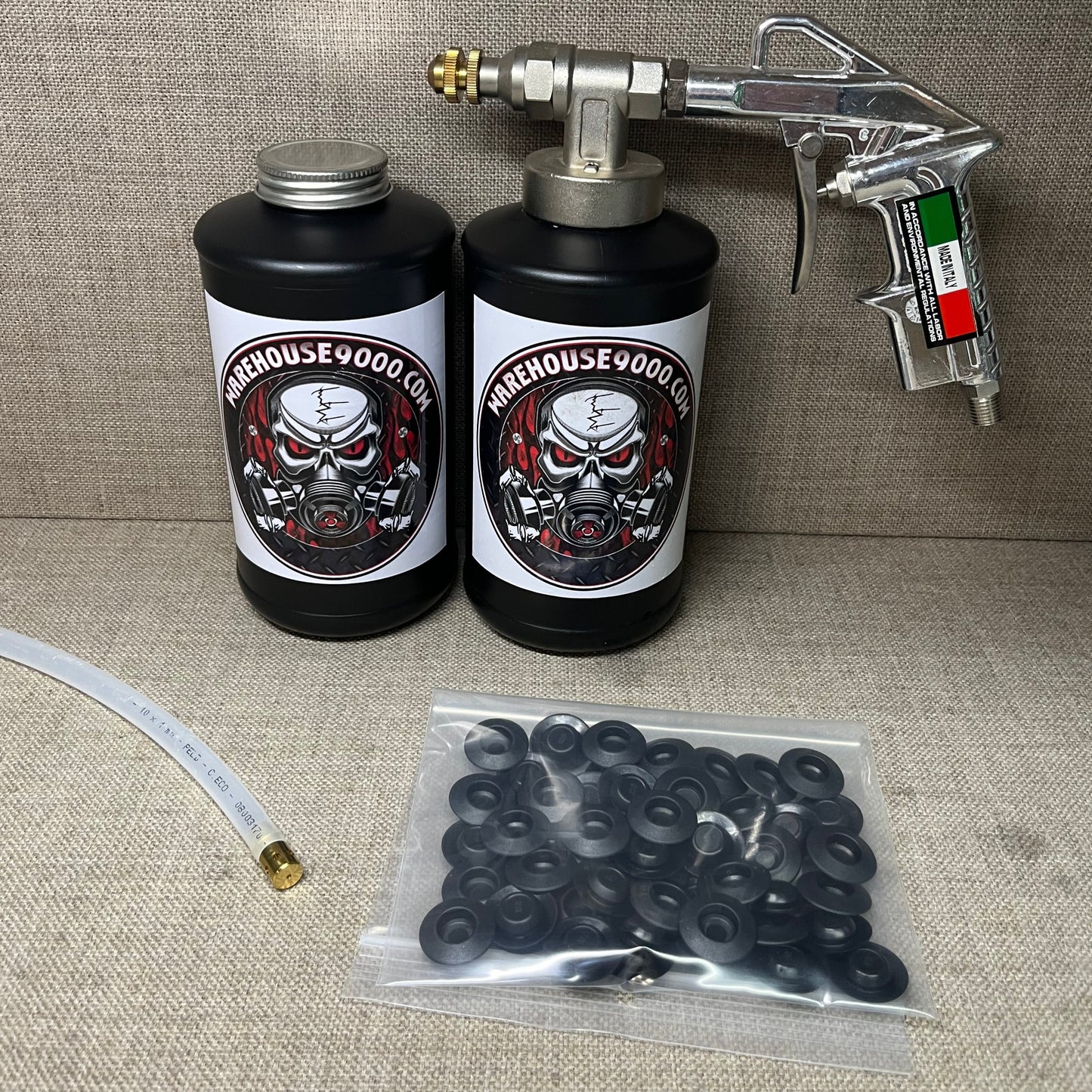 Pro Undercoating Spray Gun, 360* Spray Wand, 2 Quart Bottles, and 50 Rust Plugs