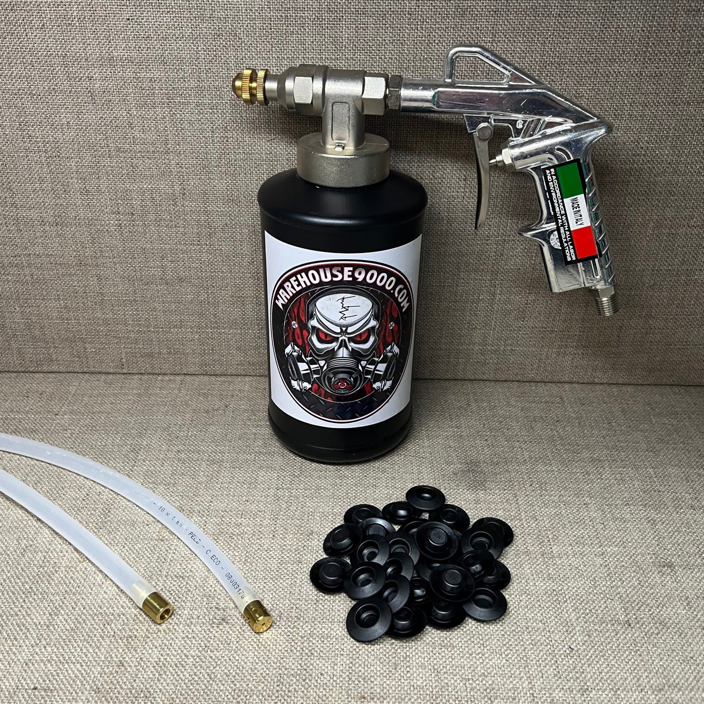 Pro Undercoating Spray Gun, 2 Spray Wands, 1 Quart Bottle, and 50 Rust Plugs