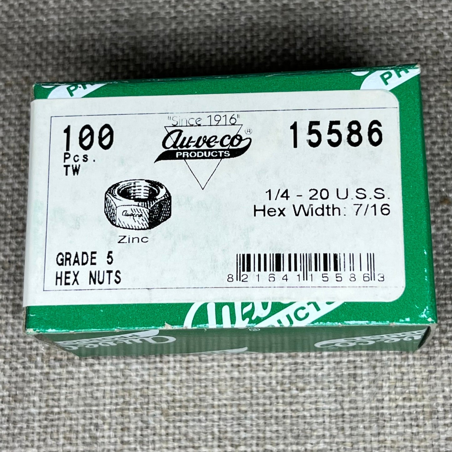 100 Grade 5 Hex Nuts Auveco 15586 Automobile ATV General Purpose Universal Use