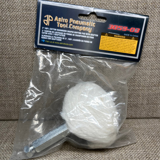 Astro 3" 100% Cotton Mushroom Shaped Buffing Pad with Adapter 3059-03