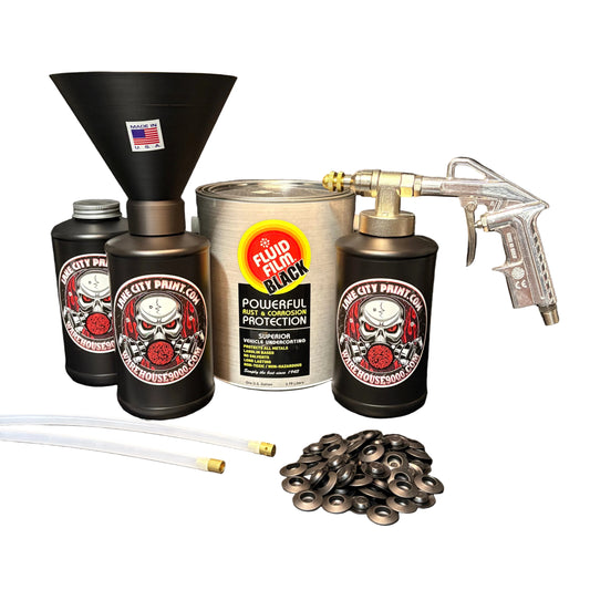 Fluid Film Black Pro Undercoating Gun & Threaded Funnel - 2 Wand Kit (3 B Quart Bottles)