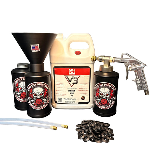 NHOU V3 Clear Pro Undercoating Gun & Threaded Funnel - 2 Wand Kit (3 B Quart Bottles)