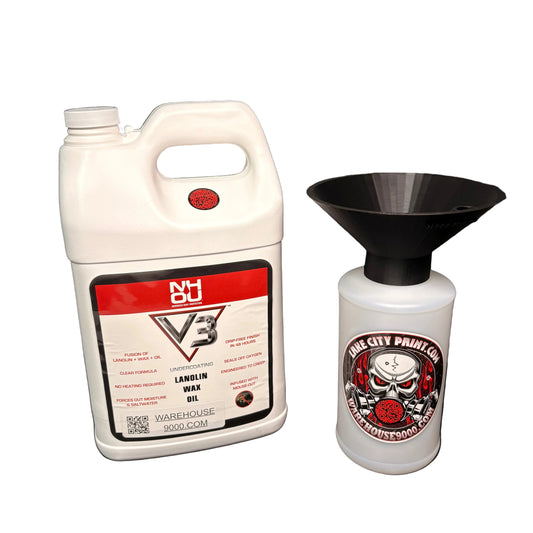 NHOU V3 Clear Gallon + Threaded Funnel Kit – Quart Bottle Included | No Mess Undercoating Setup