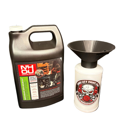 NHOU Back-N-Black Semi-Pro Undercoating Gun & Threaded Funnel - Straight Wand Kit (3 W Quart Bottles)