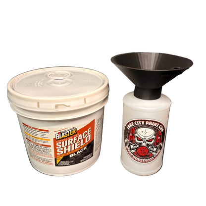 PB Blaster Surface Shield Black Gallon + Threaded Funnel Kit – Quart Bottle Included | No Mess Undercoating Setup