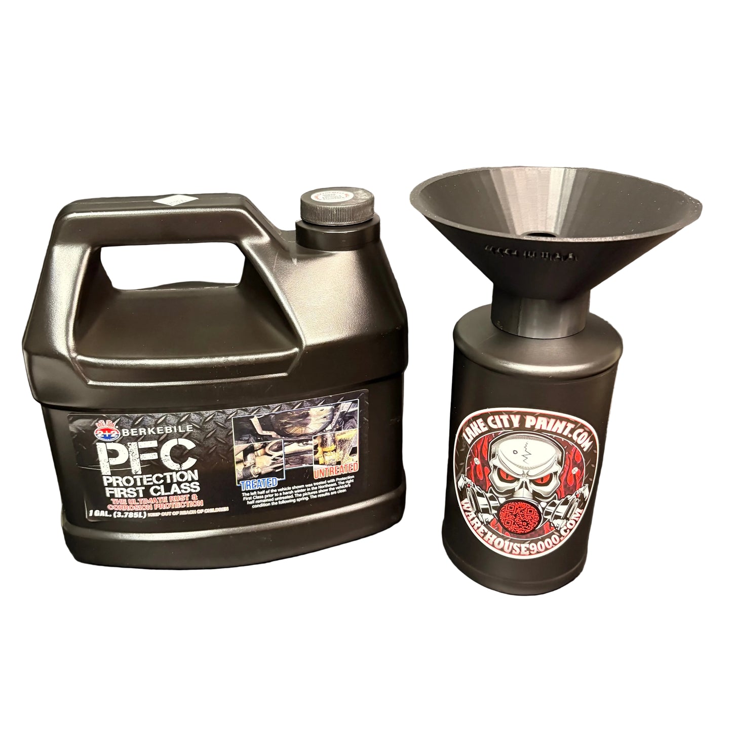 Berkebile PFC Amber Pro Undercoating Gun & Threaded Funnel - 2 Wand Kit (3 B Quart Bottles)