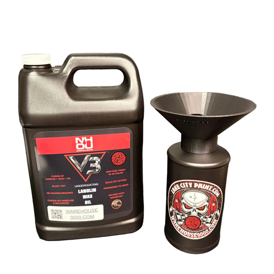 NHOU V3 Black Gallon + Threaded Funnel Kit – Quart Bottle Included | No Mess Undercoating Setup