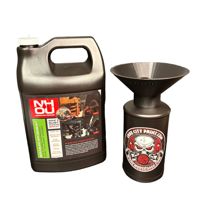 NHOU Back-N-Black Semi-Pro Undercoating Gun & Threaded Funnel - Straight Wand Kit (3 B Quart Bottles)