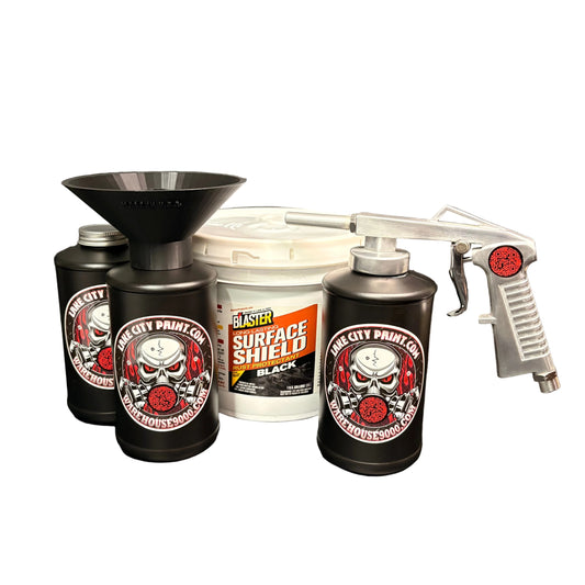PB Blaster Surface Shield Black Standard Economy Undercoating Gun & Threaded Funnel Kit (3 B Quart Bottles)