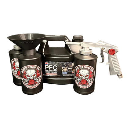 Berkebile PFC Amber Standard Economy Undercoating Gun & Threaded Funnel Kit (3 B Quart Bottles)