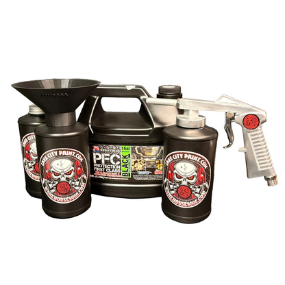 Berkebile PFC Black Standard Economy Undercoating Gun & Threaded Funnel Kit (3 B Quart Bottles)