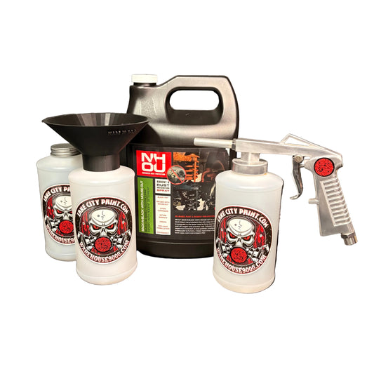 NHOU Back-N-Black Standard Economy Undercoating Gun & Threaded Funnel Kit (3 W Quart Bottles)