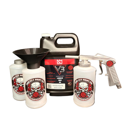 NHOU V3 Black Standard Economy Undercoating Gun & Threaded Funnel Kit (3 W Quart Bottles)