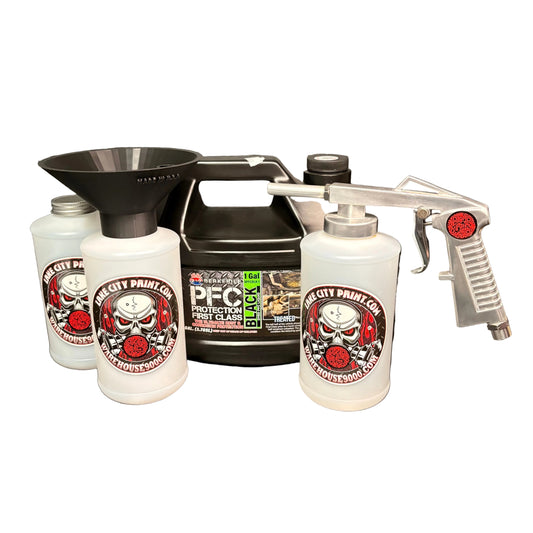 Berkebile PFC Black Standard Economy Undercoating Gun & Threaded Funnel Kit (3 W Quart Bottles)