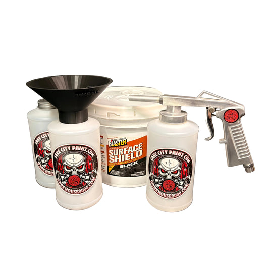 PB Blaster Surface Shield Black Standard Economy Undercoating Gun & Threaded Funnel Kit (3 W Quart Bottles)
