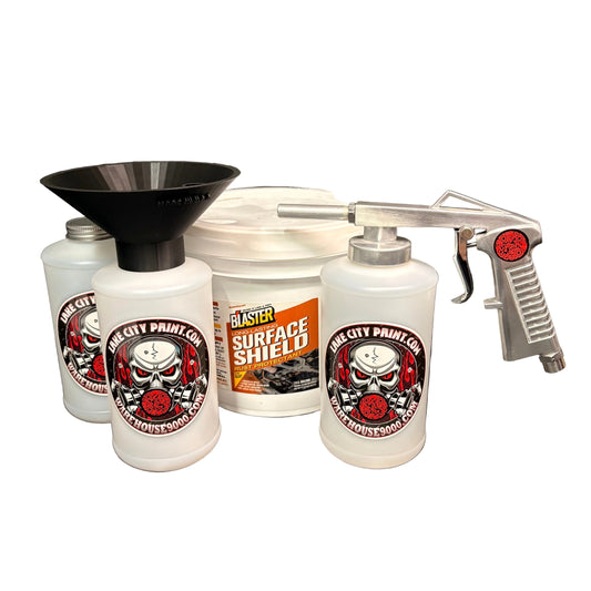 PB Blaster Surface Shield Amber Standard Economy Undercoating Gun & Threaded Funnel Kit (3 W Quart Bottles)