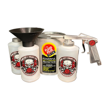 Fluid Film Black Standard Economy Undercoating Gun & Threaded Funnel Kit (3 W Quart Bottles)