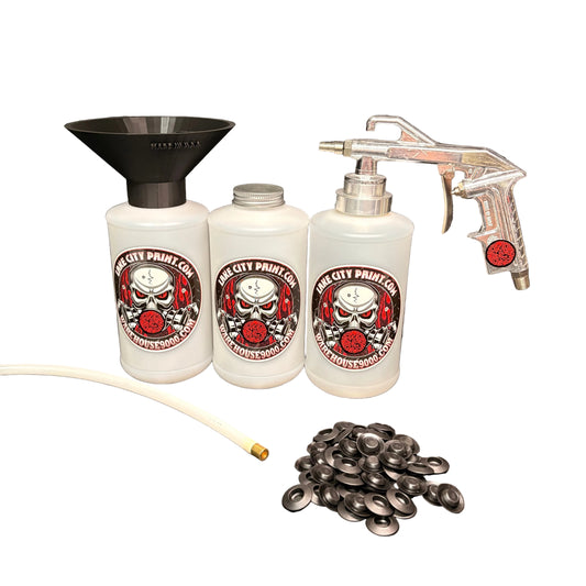 Semi-Pro Undercoating Spray Gun & Custom Threaded Funnel - Straight Wand Kit (3 W Quart Bottles)