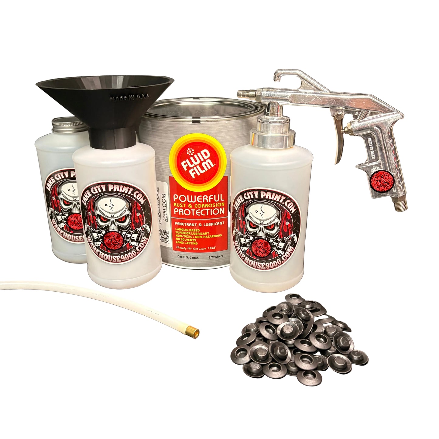 Fluid Film Amber Semi-Pro Undercoating Gun & Threaded Funnel - Straight Wand Kit (3 W Quart Bottles)