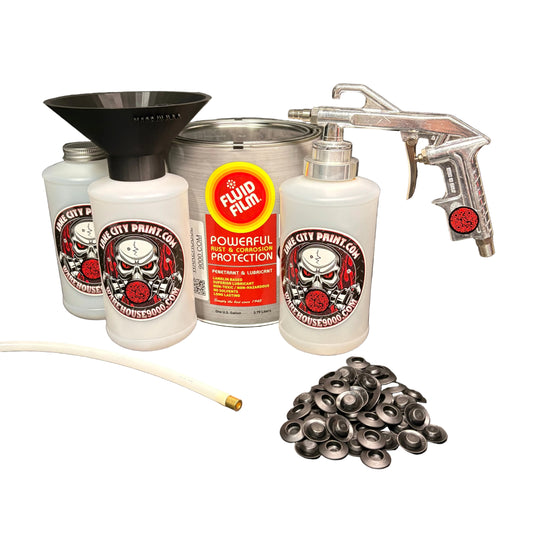 Fluid Film Amber Semi-Pro Undercoating Gun & Threaded Funnel - Straight Wand Kit (3 W Quart Bottles)