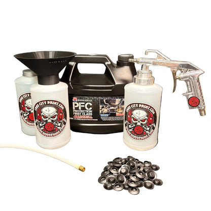 Berkebile PFC Amber Semi-Pro Undercoating Gun & Threaded Funnel - Straight Wand Kit (3 W Quart Bottles)