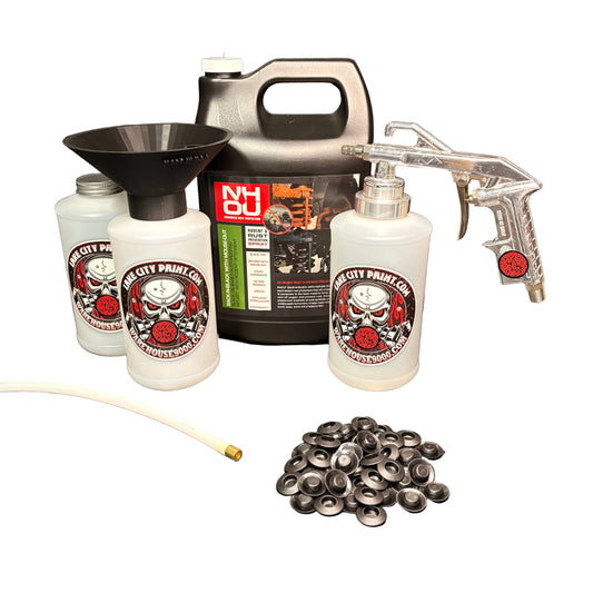NHOU Back-N-Black Semi-Pro Undercoating Gun & Threaded Funnel - Straight Wand Kit (3 W Quart Bottles)