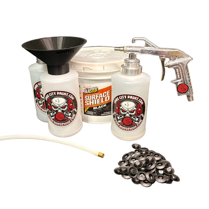 PB Blaster Surface Shield Black Semi-Pro Undercoating Gun & Threaded Funnel - Straight Wand Kit (3 W Quart Bottles)