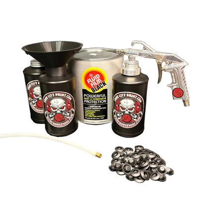 Fluid Film Black Semi-Pro Undercoating Gun & Threaded Funnel - Straight Wand Kit (3 B Quart Bottles)