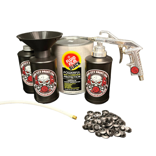 Fluid Film Black Semi-Pro Undercoating Gun & Threaded Funnel - Straight Wand Kit (3 B Quart Bottles)
