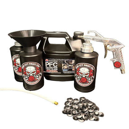 Berkebile PFC Amber Semi-Pro Undercoating Gun & Threaded Funnel - Straight Wand Kit (3 B Quart Bottles)
