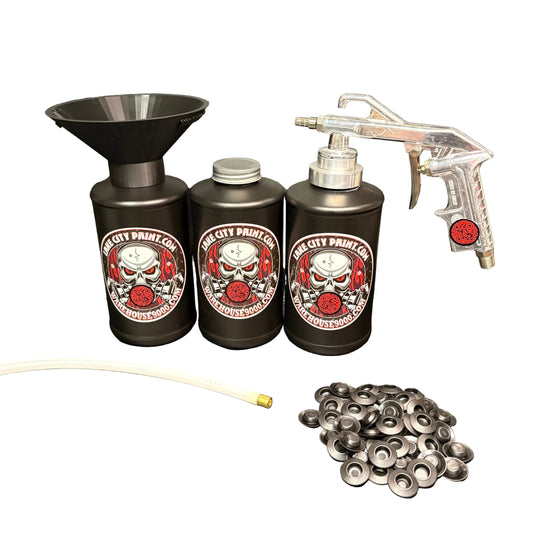 Semi-Pro Undercoating Spray Gun & Custom Threaded Funnel - Straight Wand Kit (3 B Quart Bottles)