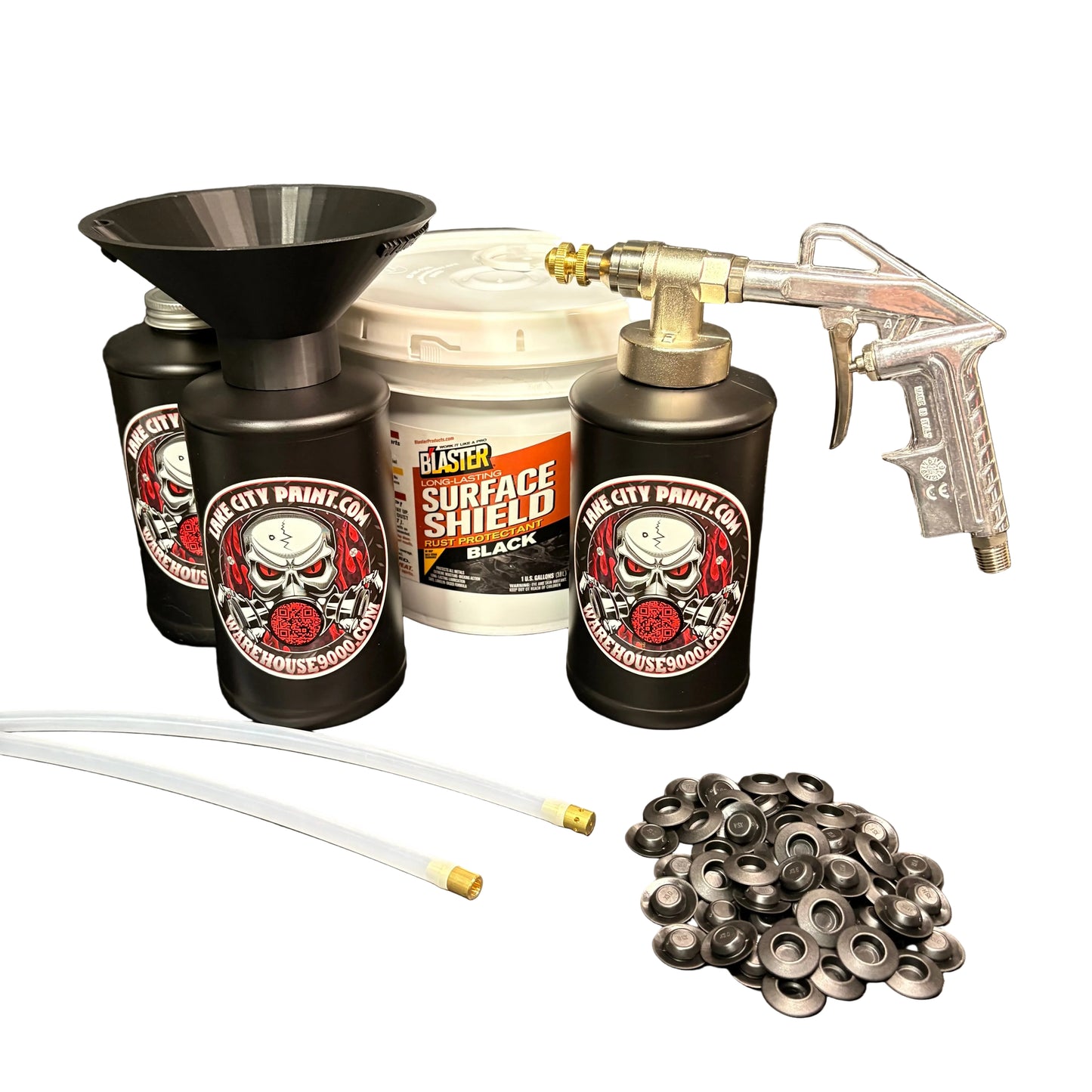 PB Blaster Surface Shield Black Pro Undercoating Gun & Threaded Funnel - 2 Wand Kit (3 B Quart Bottles)