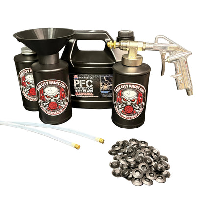 Berkebile PFC Amber Pro Undercoating Gun & Threaded Funnel - 2 Wand Kit (3 B Quart Bottles)
