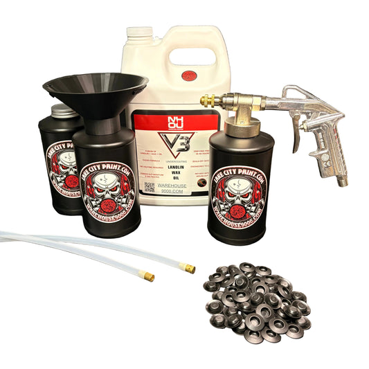 NHOU V3 Clear Pro Undercoating Gun & Threaded Funnel - 2 Wand Kit (3 B Quart Bottles)