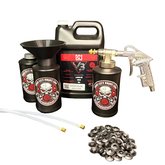 NHOU V3 Black Pro Undercoating Gun & Threaded Funnel - 2 Wand Kit (3 B Quart Bottles)