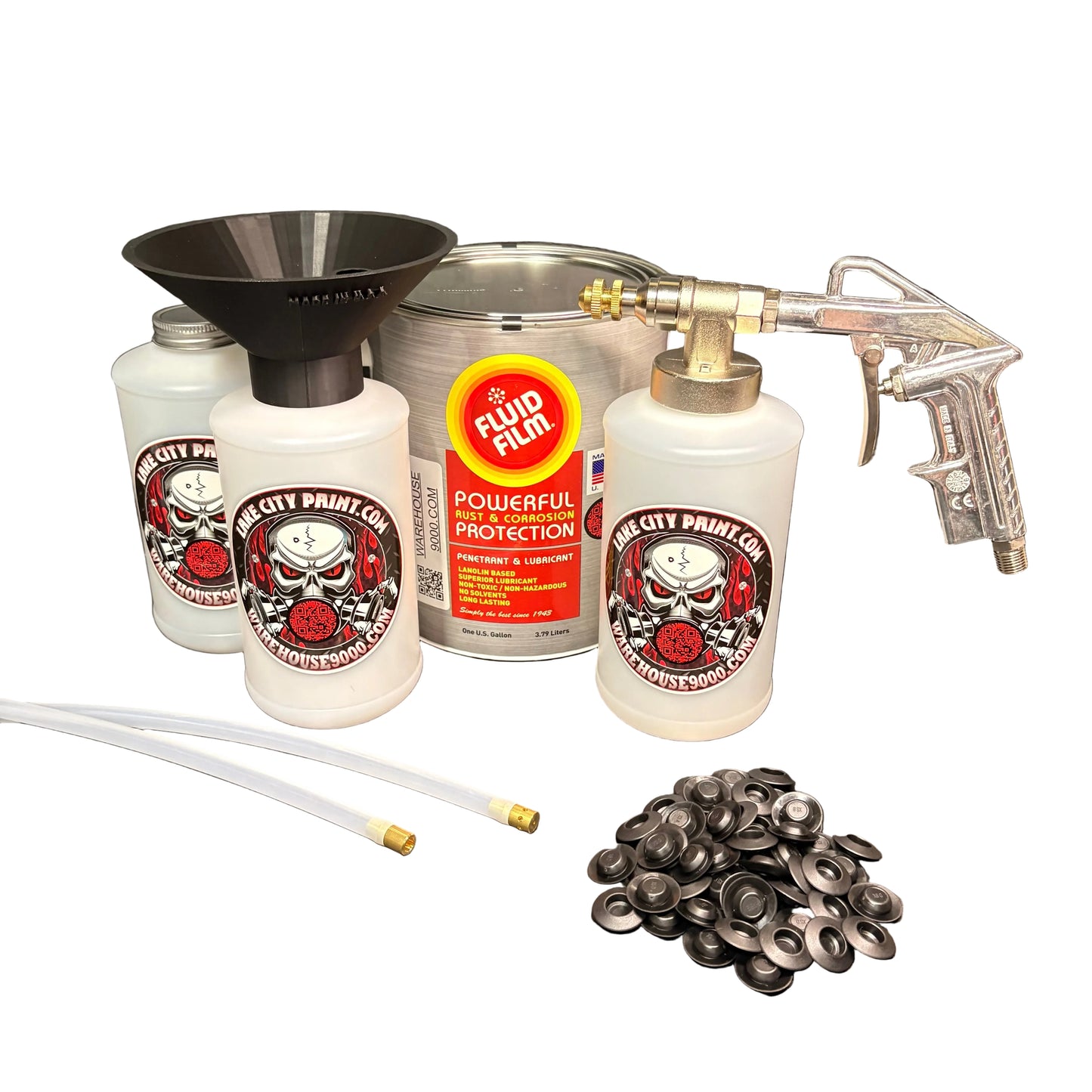 Fluid Film Amber Pro Undercoating Gun & Threaded Funnel - 2 Wand Kit (3 W Quart Bottles)