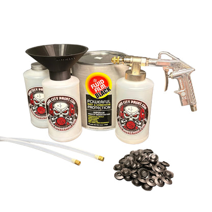 Fluid Film Black Pro Undercoating Gun & Threaded Funnel - 2 Wand Kit (3 W Quart Bottles)