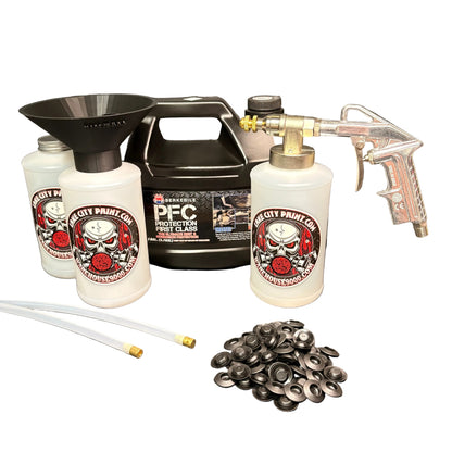 Berkebile PFC Amber Pro Undercoating Gun & Threaded Funnel - 2 Wand Kit (3 W Quart Bottles)