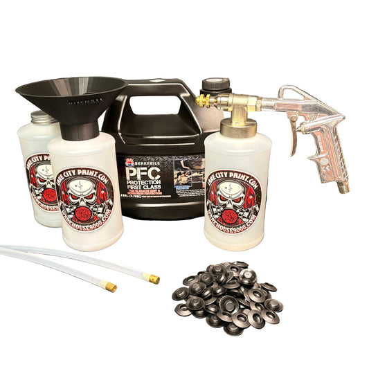 Berkebile PFC Amber Pro Undercoating Gun & Threaded Funnel - 2 Wand Kit (3 W Quart Bottles)
