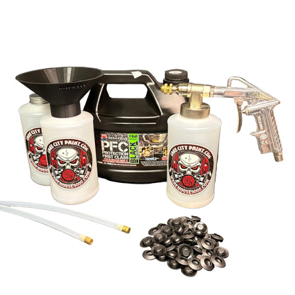 Berkebile PFC Black Pro Undercoating Gun & Threaded Funnel - 2 Wand Kit (3 W Quart Bottles)