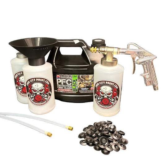 Berkebile PFC Black Pro Undercoating Gun & Threaded Funnel - 2 Wand Kit (3 W Quart Bottles)