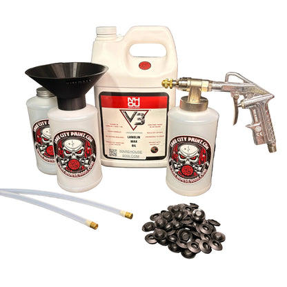 NHOU V3 Clear Pro Undercoating Gun & Threaded Funnel - 2 Wand Kit (3 W Quart Bottles)
