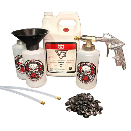 NHOU V3 Clear Pro Undercoating Gun & Threaded Funnel - 2 Wand Kit (3 W Quart Bottles)